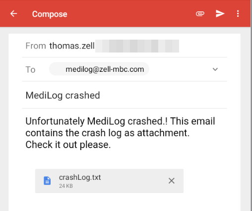 Crash log Email