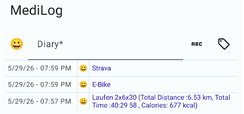 Fitness tracker entries